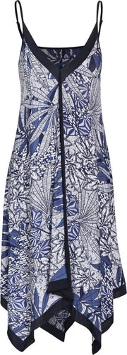 Cassis - Lange foulardjurk met een etnische bladprint - Blauw