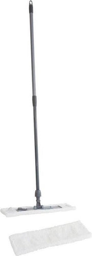 Vloermopset met telescoopsteel en 2x microvezelmop / vlakmop 45 x 15 cm - schoonmaakartikelen / vloerreinigers