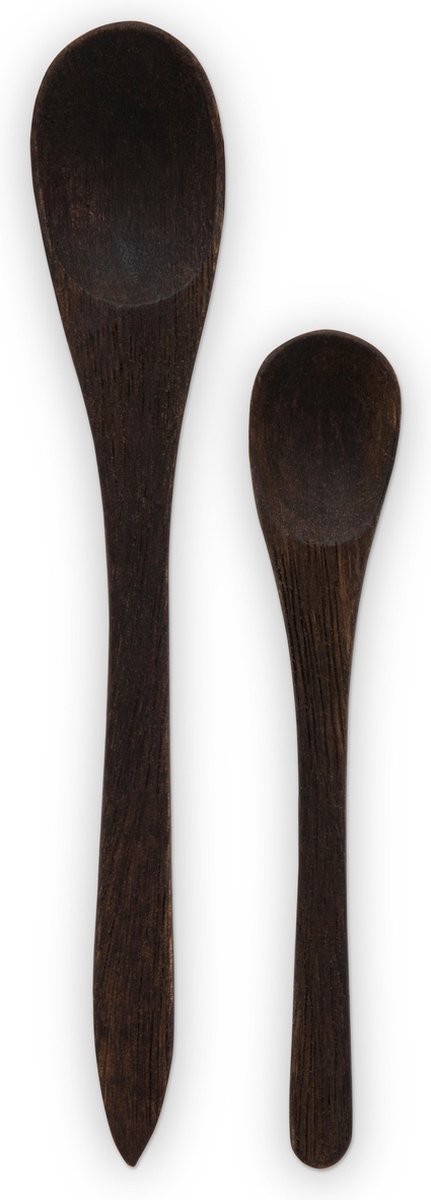 VTwonen - Slalepel - Acacia hout - Zwart - 2 stuks