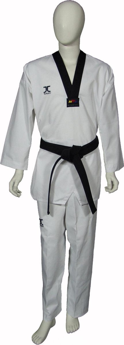 JCalicu Taekwondo-pak dan (dobok) JC-Club | WT | wit-zwart - Product Maat: 210