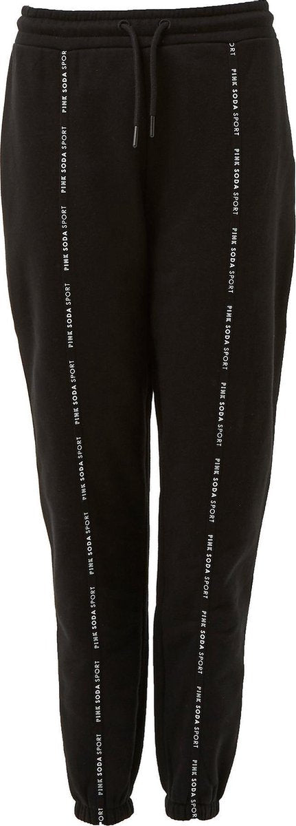 Pink Soda Micro Tape Joggingbroek Zwart/Wit Dames - Maat L