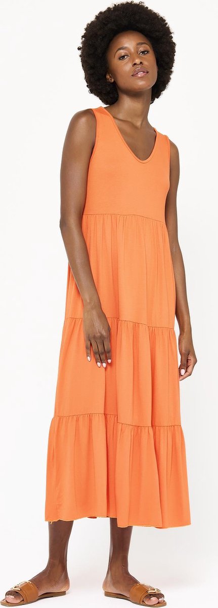 Lange jersey jurk - Oranje