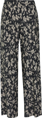 Cassis - Plooitjesbroek met bloemenprint - Kaki