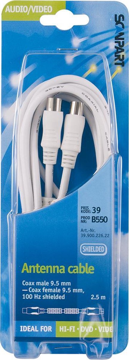 aansluitkabel 9.5mm(M)-(F) recht 2