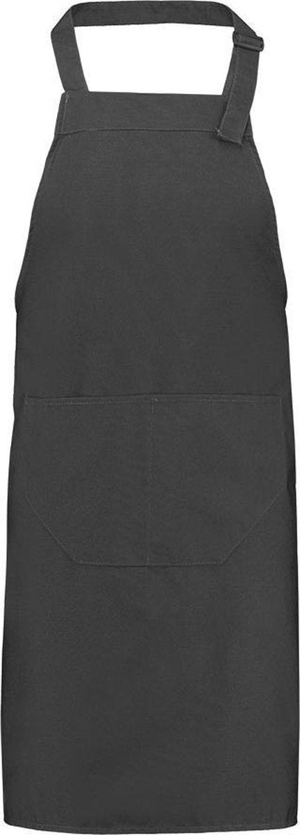 Keukenschort - "Royal Chef" - donkergrijs - blanco - polyester / katoen - (75 x 85 cm)