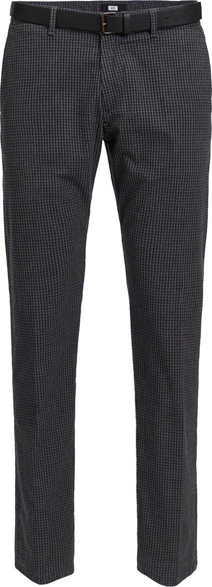 WE Fashion Heren slim fit chino met geruit dessin - Maat W32 X L32