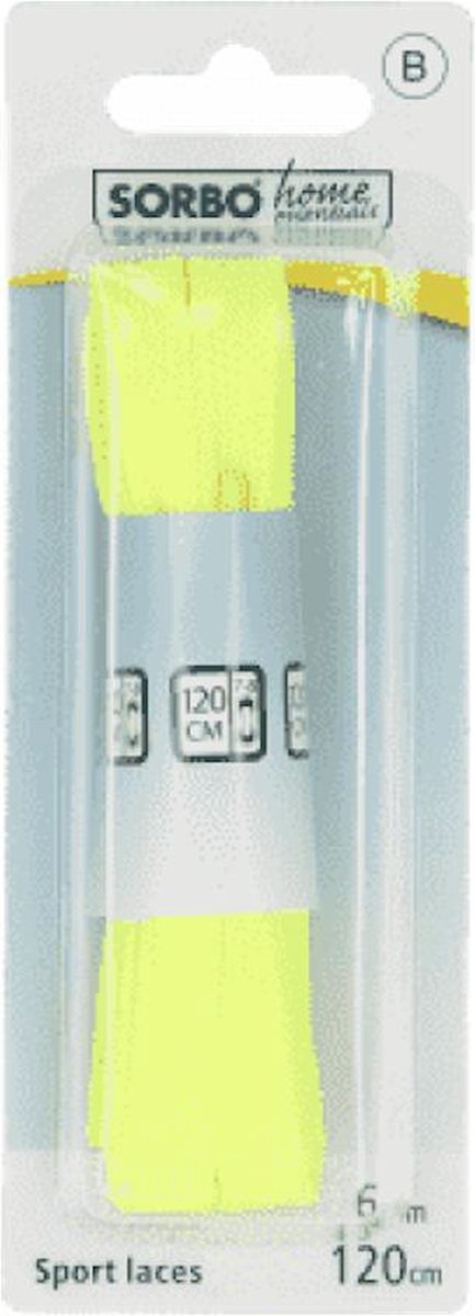 Sorbo Home Essentials sportveters - 120 cm x 6 mm plat gevlochten - neon geel of oranje - veters voor sportschoenen