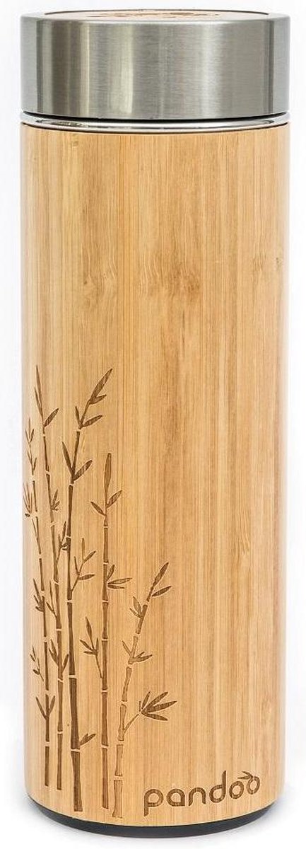 Pandoo bamboe thermosfles met theezeef - 480 ml - geïsoleerd