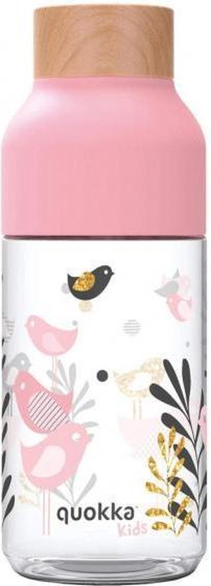 Quokka Drinkfles Tritan Ice Birds 570 Ml Roze/Transparant