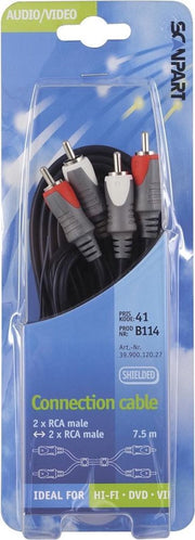 Scanpart Aansluitkabel 2tulp(m)-(m) 7.5m