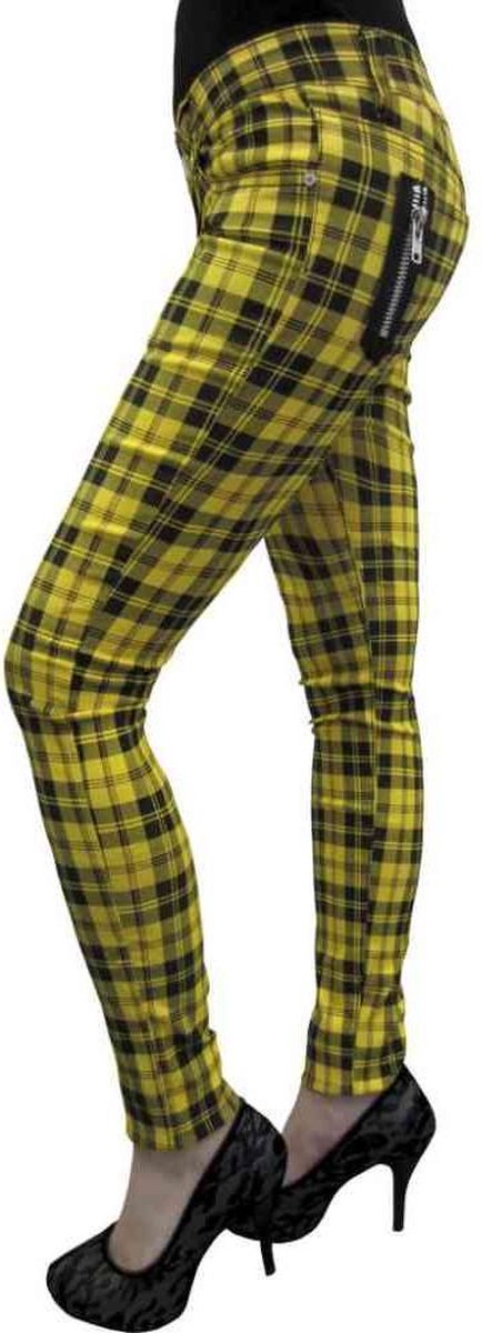 Banned Skinny fit broek -XL- Check Geel