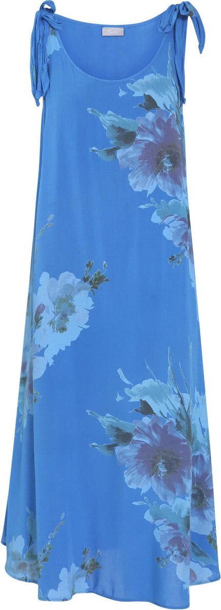 Cassis - Lange jurk in viscose met een bloemenprint - Bic blauw