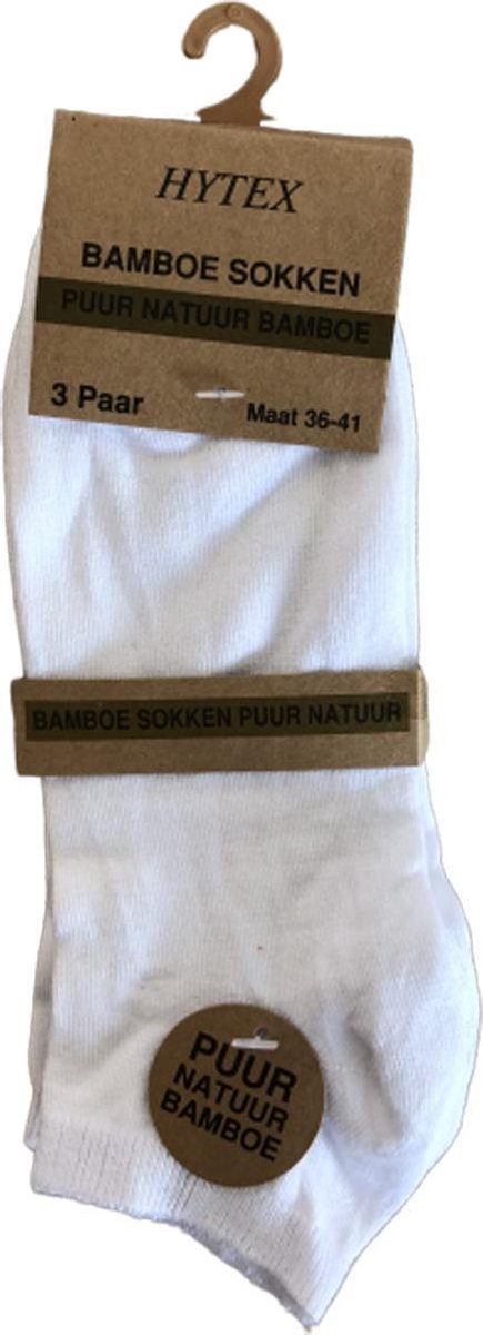 BAMBOE SNEAKER SOKKEN - WIT - MAAT 36/41 - 6 PAAR