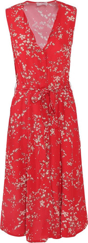 Cassis - Jurk met knoopjes en een bloemenprint - Rood