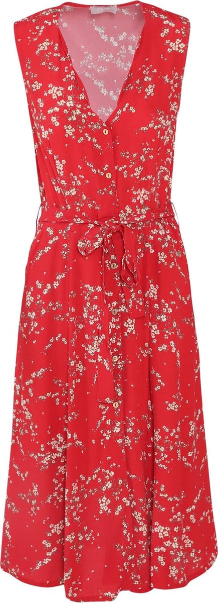 Cassis - Jurk met knoopjes en een bloemenprint - Rood