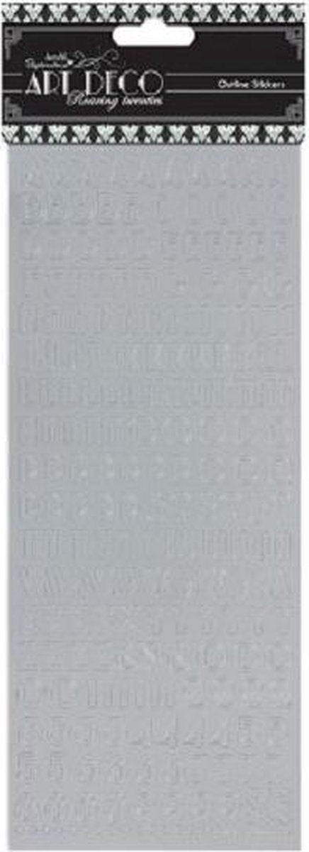 Docrafts: Art Deco Outline Stickers - Silver Alphabet