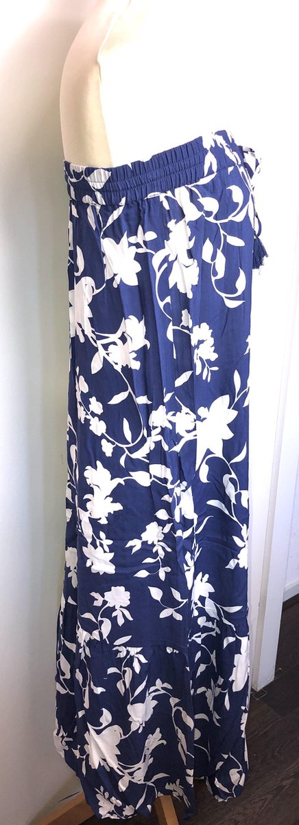 Seafolly Florence Tiered Skirt - Dames Maxi Strandjurk Jurk broek stijl - Blauw / Wit Gebloemd Maat S