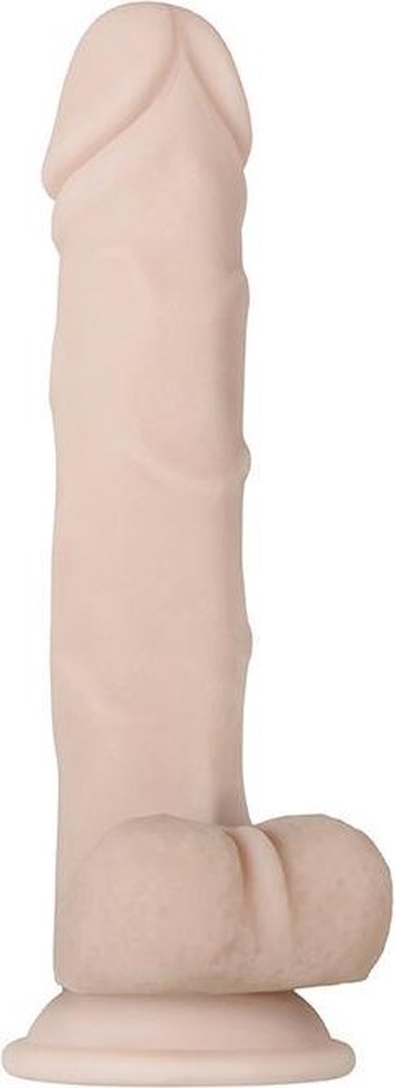 Evolved - buigzame grote dildo met scrotum en zuignap 24 cm