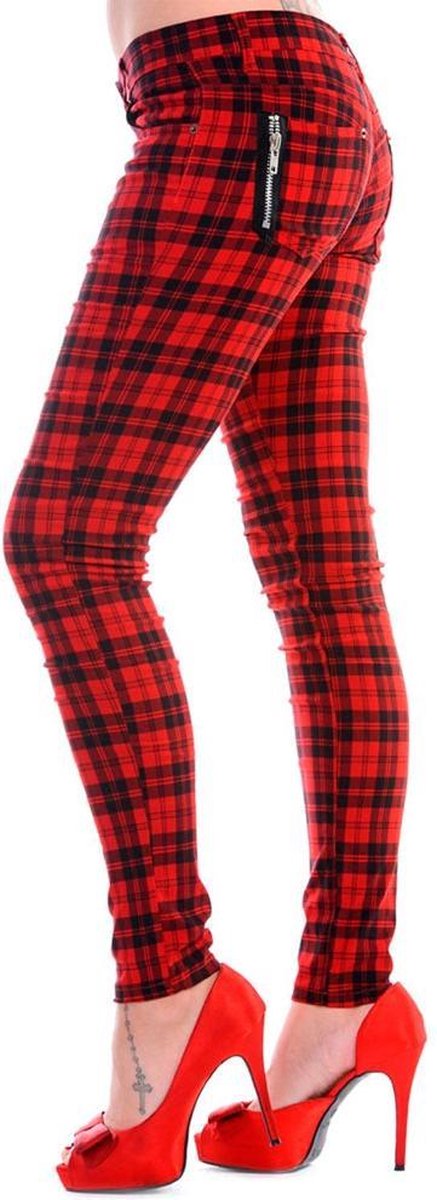 Banned Skinny fit broek -S- CHECK Rood