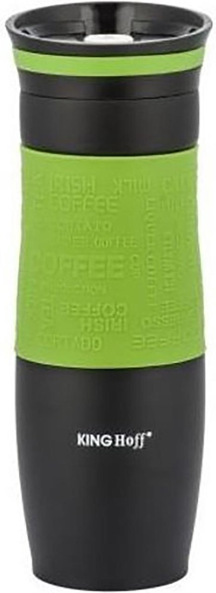 Thermosfles met dubbele RVS wand - Groen - 500ml - Shockproof - Rubberen Greep