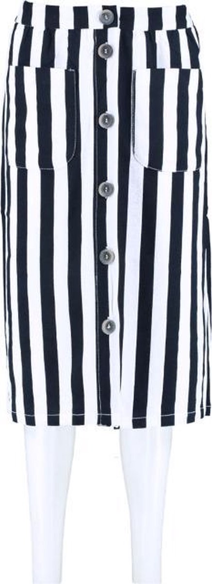 Only lange gevoerde texture rok wit blauw van soepel stevig polyester elastan - Maat 38