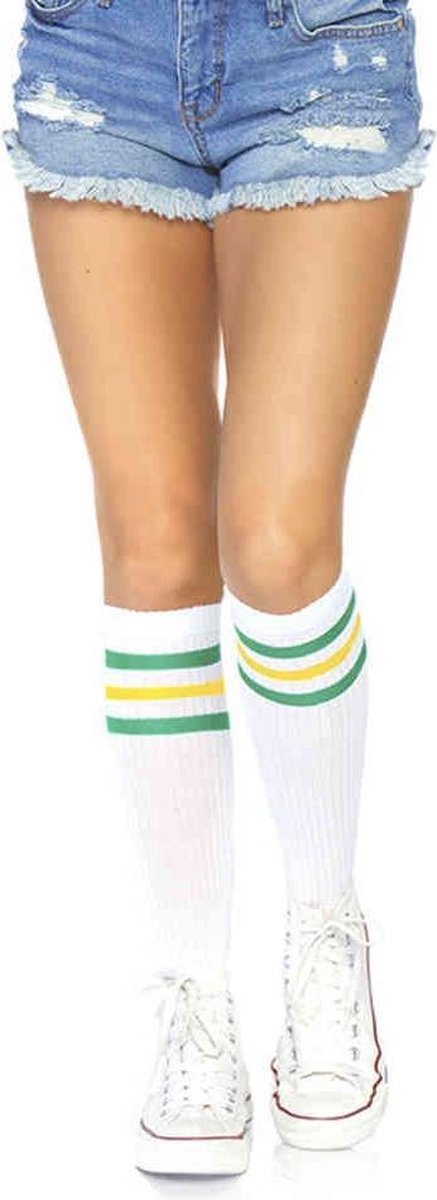 Leg Avenue Kniehoge sokken Athletic Striped Wit
