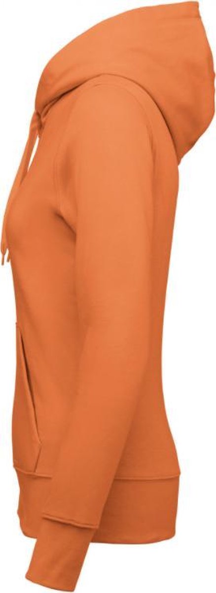 Ecologische damessweater met capuchon Licht Oranje Maat S