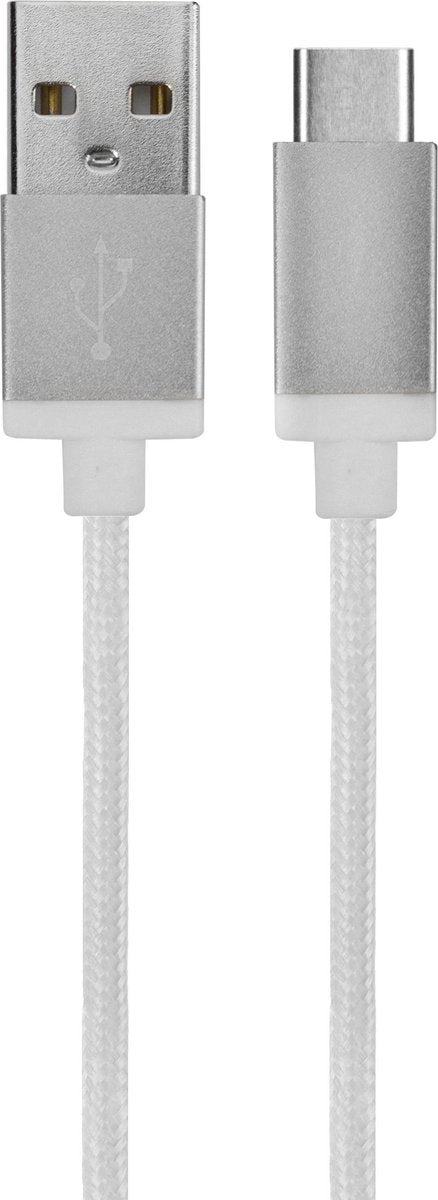 Witte Cotton Cable Sync and Charge USB-C naar USB kabel - 1