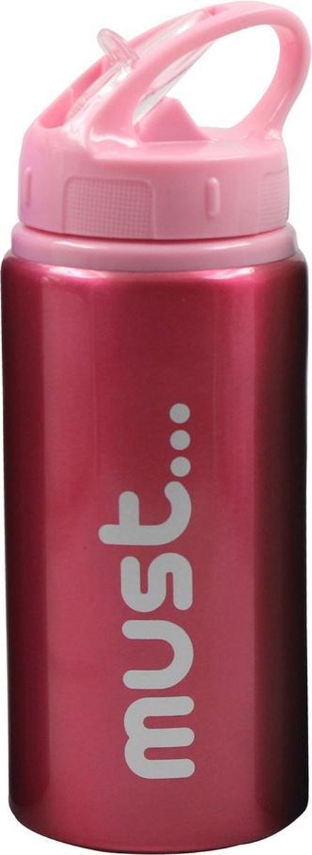 Must Drinkfles Meisjes/dames 500 Ml Aluminium Roze