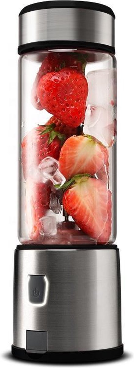 Portable Blender Deluxe Y - Zilver - 450 ML - Met Gratis Beschermhoes - Draadloos & Draagbaar - Mix & Go - Smoothies & Shakes