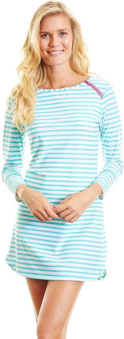 Cabana Life Jurk Dames met rits Gestreept - Groen - Maat 44 (XL)