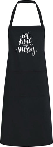 Eat Drink and be Merry | One Size | Zwart | Keukenschort