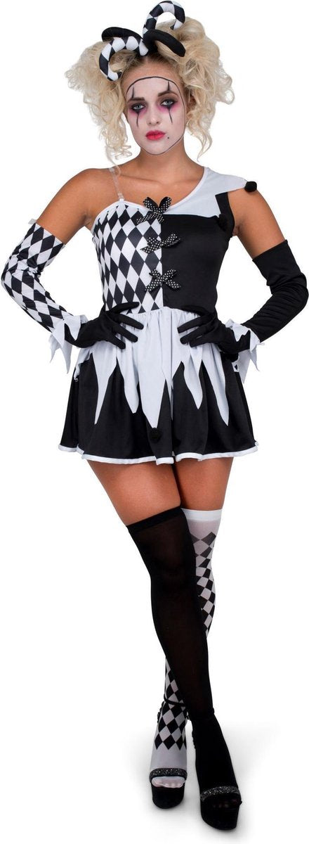 Karnival Costumes Verkleedkleding Kostuum Harlekijn Deluxe Zwart Wit - L