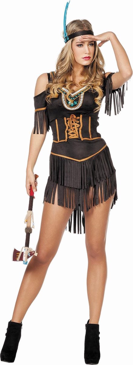 Kort en sexy bruin indianen kostuum voor vrouwen - Volwassenen kostuums