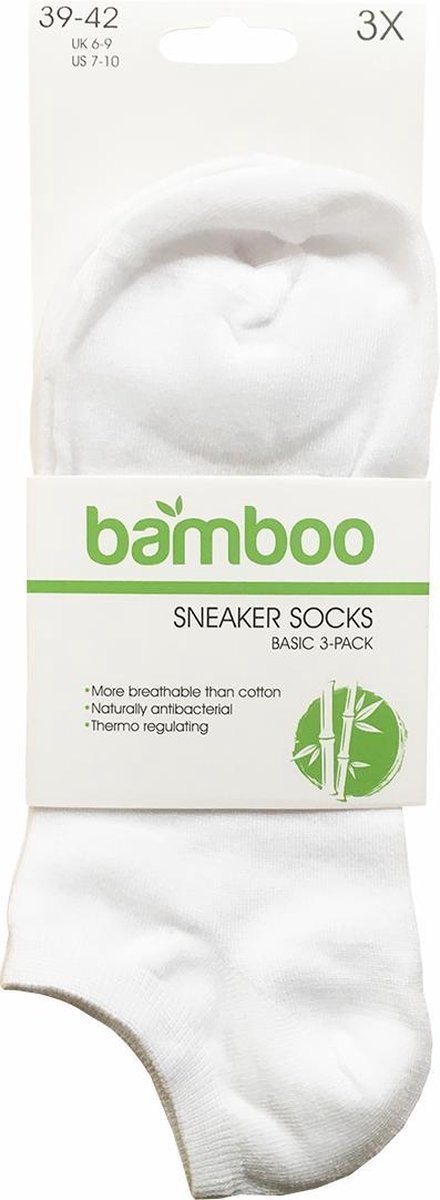 Bamboe Sneakersokken 3 paar - wit - Apollo - 35/38