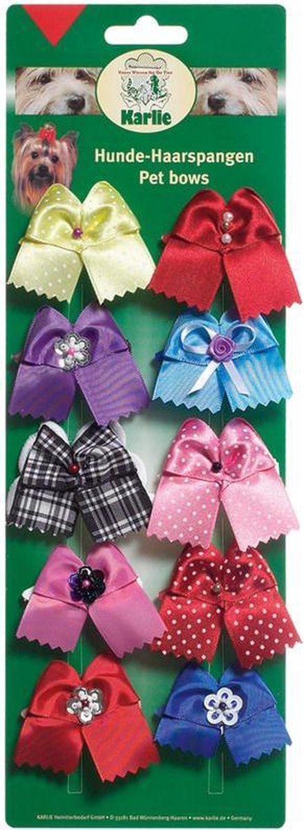 Luxury pet bows 10 pcs on a card assorted colours