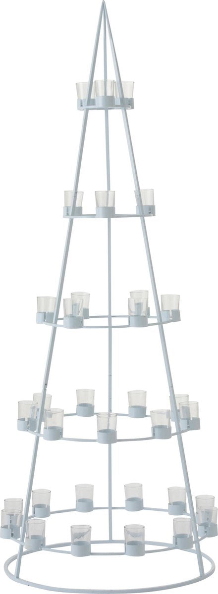 J-Line Boom 33 Theelichthouders Metaal/Glas Wit