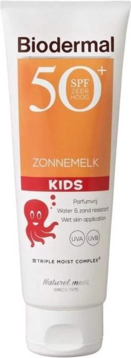 Biodermal Zonnebrand Kids - zonnebrand kind met SPF50+ - zonnemelk speciaal voor kinderen - 125ml