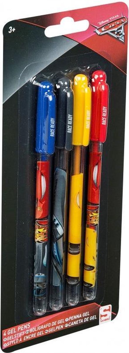 Cars 3 Gelpennen - Multicolor - Kunststof - Set van 4