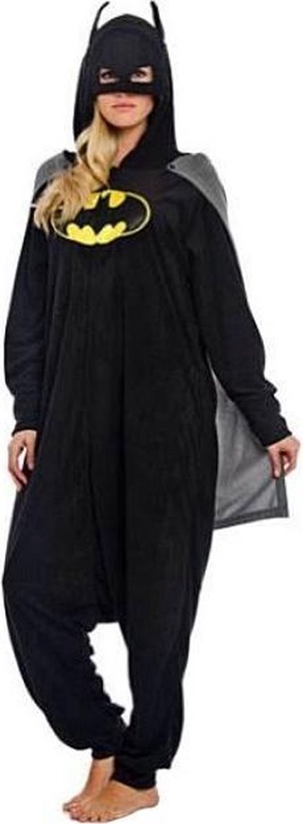 KIMU Onesie Batman pak kostuum met cape en masker Batwoman - maat S-M - Batmanpak jumpsuit huispak