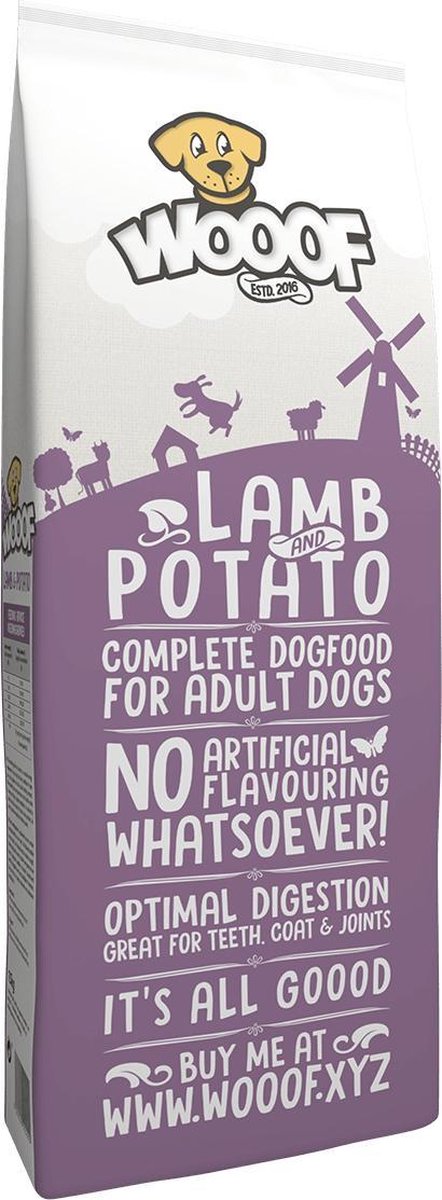 18 kg Wooof lam aardappel hondenvoer