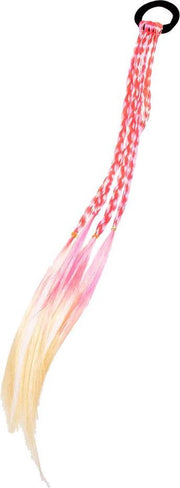 Elastiek met gekleurde vlechten - Roze extensions - Paardenvlechtjes roze met blond - 4 roze vlechten