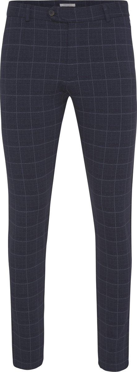 Justin | Pantalon stretch navy geruit | KOMT TERUG
