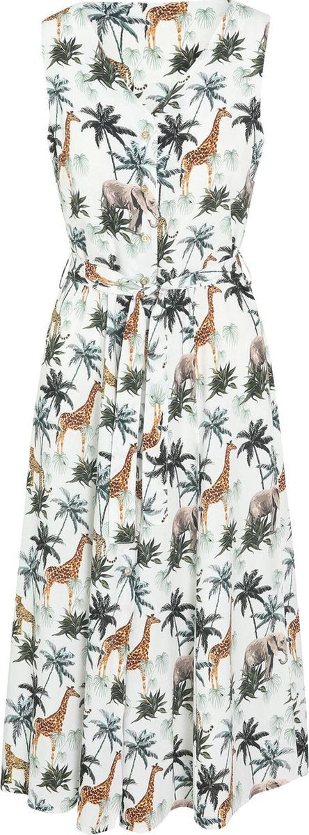 Cassis - Jurk in viscose met savanneprint - Ecru