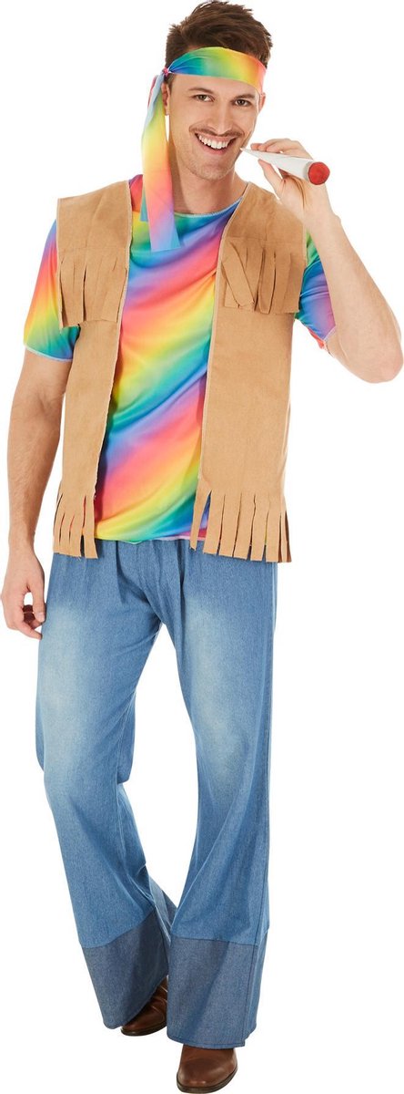 dressforfun - herenkostuum hippie peace M  - verkleedkleding kostuum halloween verkleden feestkleding carnavalskleding carnaval feestkledij partykleding - 300948