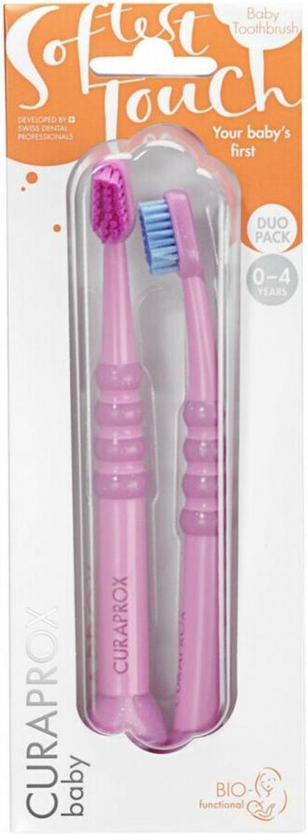 Curaprox Baby Tandenborstel - Tandenborstel - Roze - 2 stuks