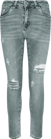 Skinny Jeans Rip Grijs