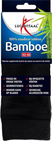 Lucovitaal Bamboe Sokken - Lang Zwart 43-46 1 Paar