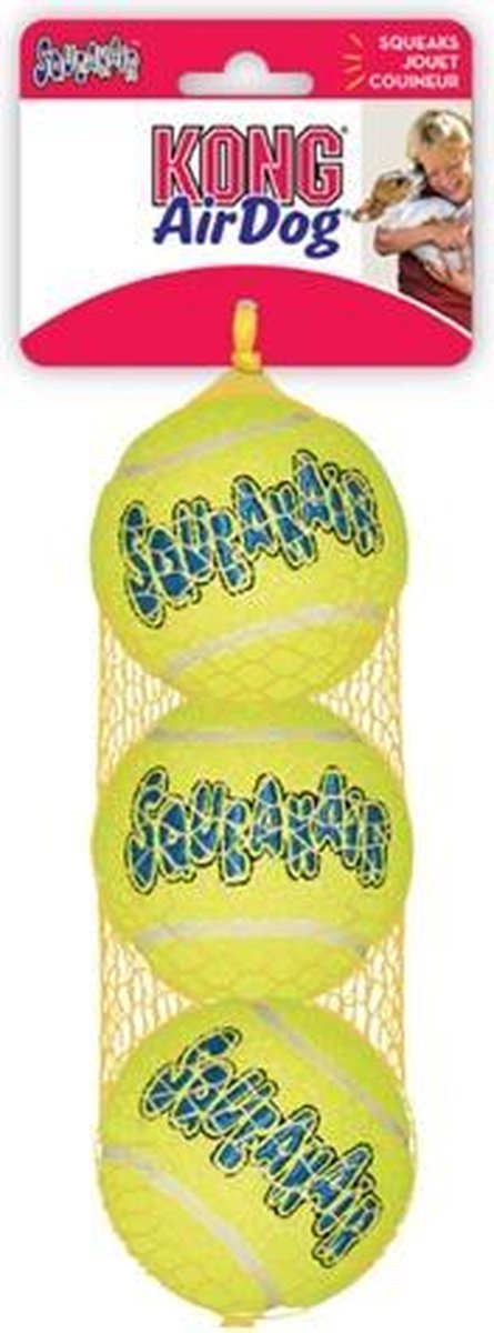 Kong squeakair tennisbal geel met piep - small 5 cm 3 st - 1 stuks