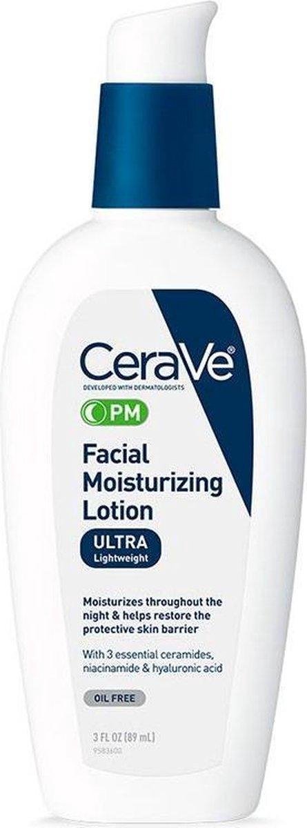 CeraVe PM Hydraterende gezichtslotion | Nachtcrème met hyaluronzuur en niacinamide | Ultralichte